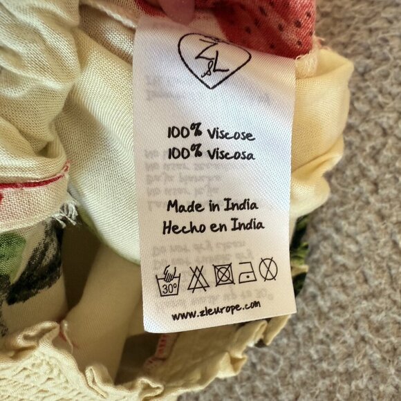 ZL Europe Blouse Yellow Floral Ruffle Bell Sleeve Boho Festival Top - Picture 9 of 10